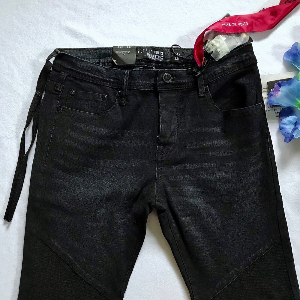 Cote De Nuits NWT Black Skinny Jeans Men 32/32 - Picture 3 of 11